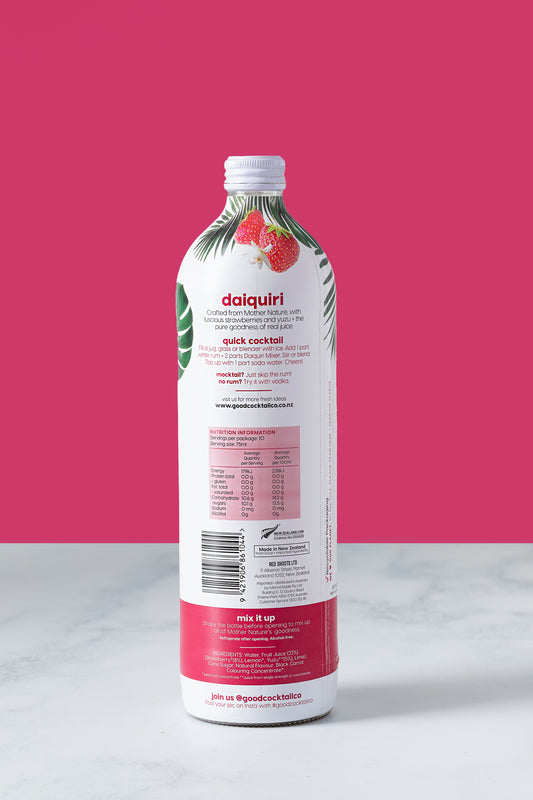 Back of Daiquri cocktail mixer in bottle