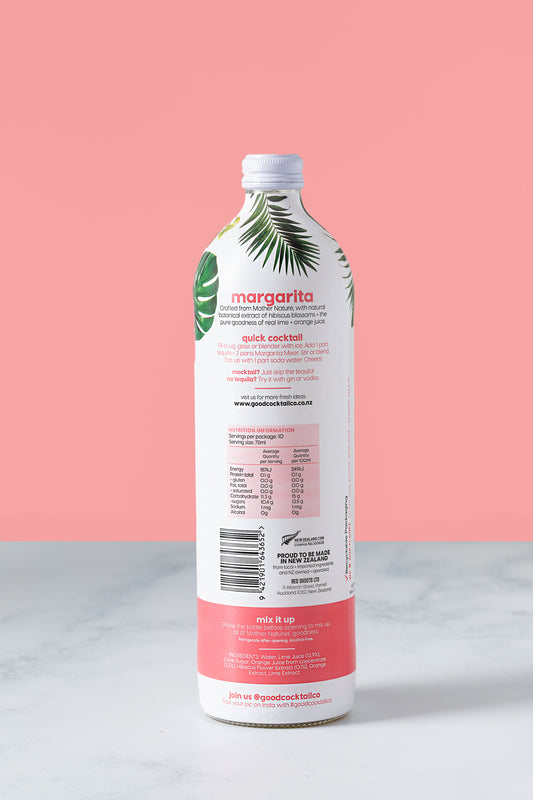 Back of margarita bottle