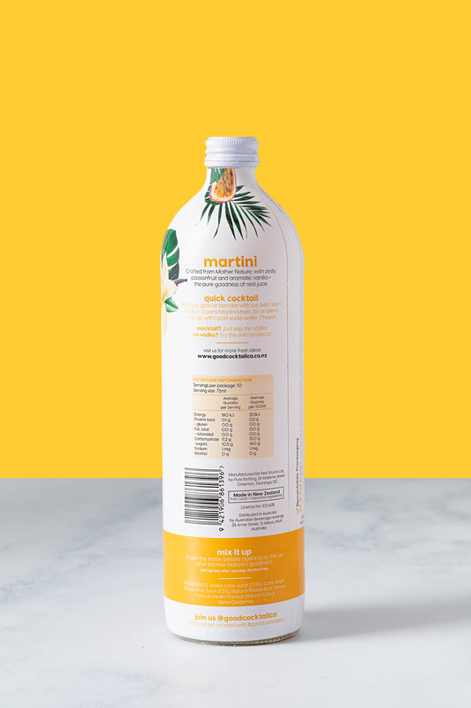 Back of martini bottle