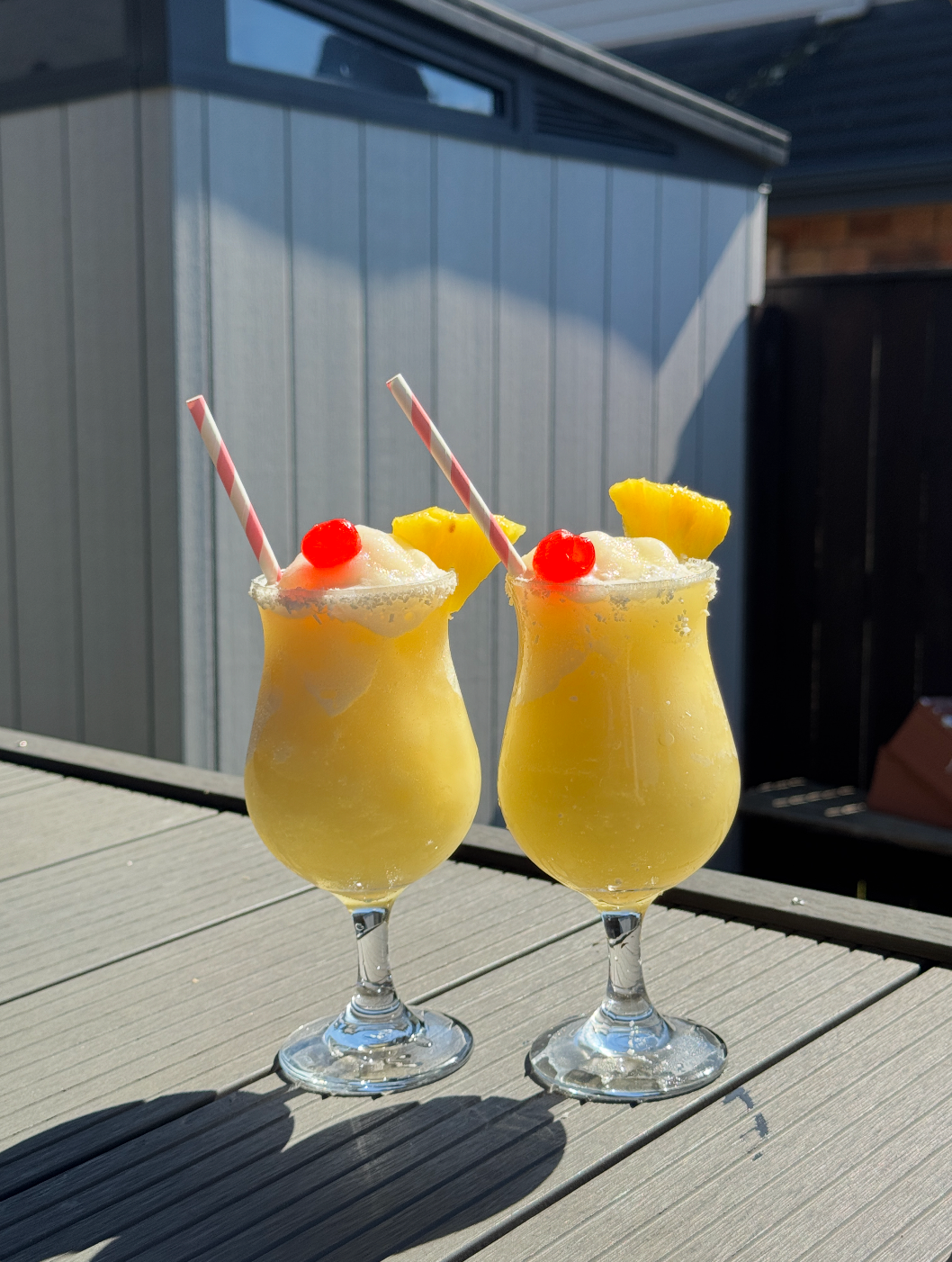 Classic Piña Colada slushie with cherries