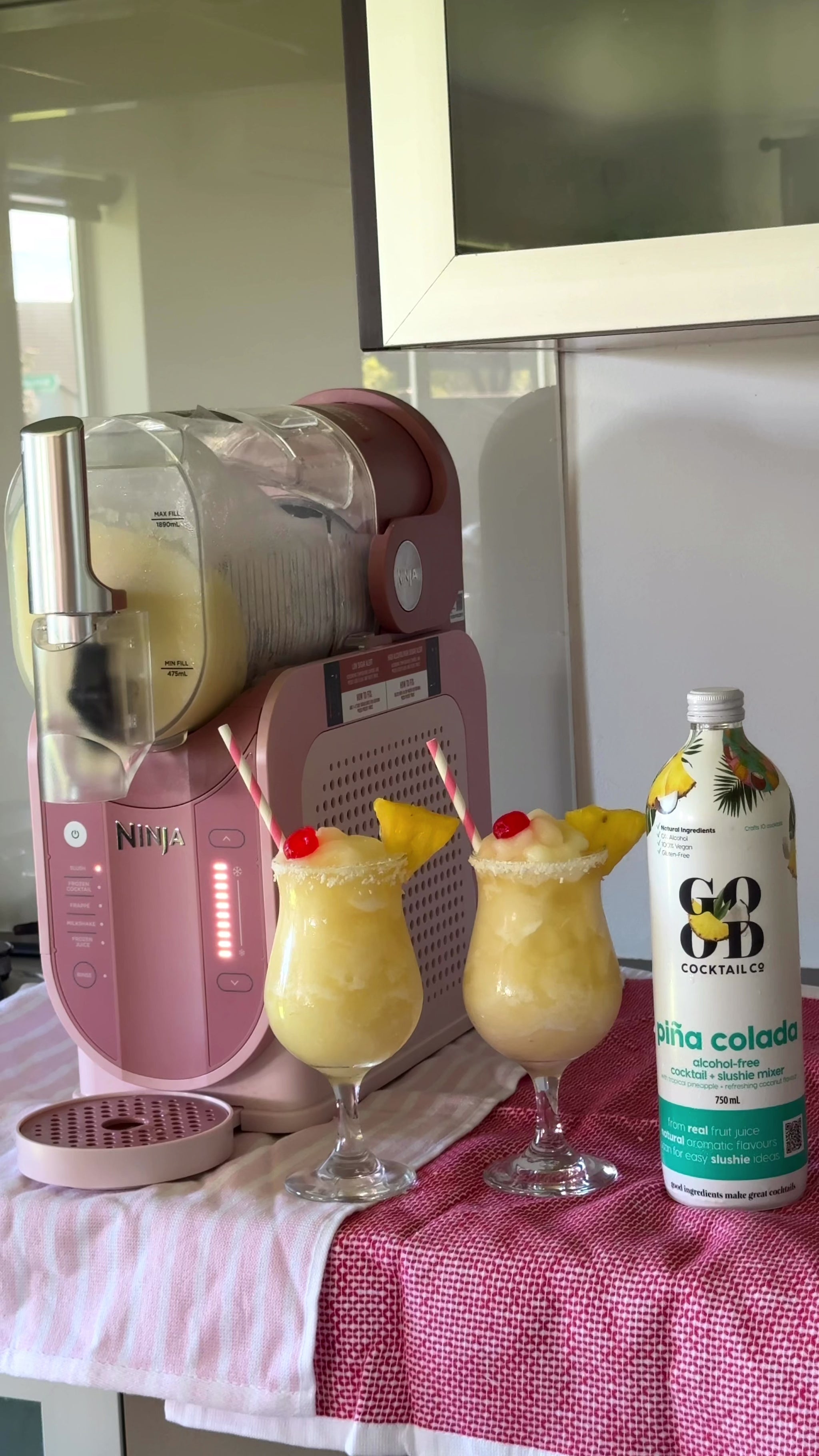 Lets make a Piña Colada slushie in a Ninja Slushie Machine